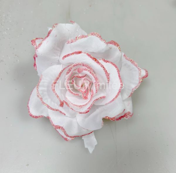 Květ růže ván.9cm flitr.okraj12/576